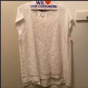 CLUB MONACO Top with Lace - White